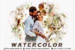Watercolor Wedding Photo Effects PSD
